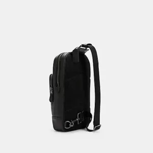 coach Graham Pack In Signature Canvas Charcoal Black