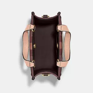 Coach Dempsey Tote 22 In Signature Jacquard With Stripe And Coach Patch Wine Multi