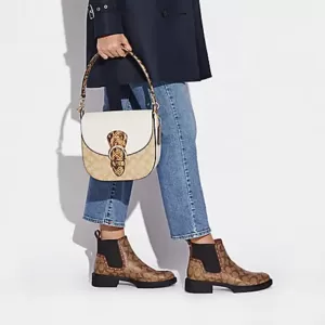 Coach Kleo Shoulder Bag 23 In Blocked Signature Canvas Light Khaki Chalk Multi