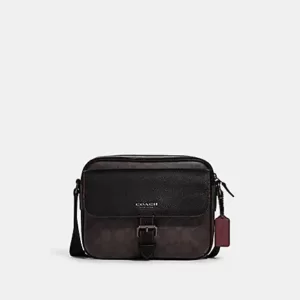 Tas Pria Coach Hudson Crossbody In Signature Canvas Mahogany Black