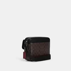 Tas Pria Coach Hudson Crossbody In Signature Canvas Mahogany Black