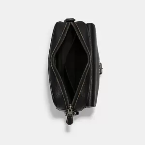 Tas Pria Coach Hudson Crossbody In Signature Canvas Mahogany Black