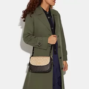 Coach Macie Saddle Bag In Blocked Signature Canvas Brown Multi
