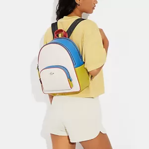 Coach Court Backpack In Colorblock Chalk Multi