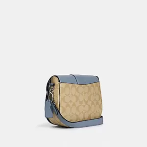 Coach Georgie Saddle Bag In Signature Canvas Marble Blue