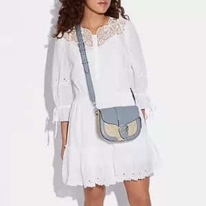 Coach Georgie Saddle Bag In Signature Canvas Marble Blue