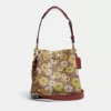 COach Willow Bucket Bag In Signature Canvas With Floral Print Tan Rust Multi