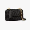 tas bahu wanita asli Tory Burch Fleming Raffia Small Convertible Shoulder Bag