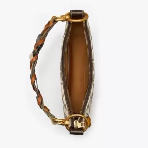 tas bahu wanita Tory Burch T Monogram Grommet Mini Crescent Bag