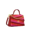 Tory Burch Kira Chevron Colorblock Top Handle Satchel In Red Apple