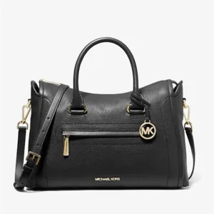 Michael Kors Carine Large Pebbled Leather Satchel Black