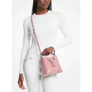Michael Kors Mercer Small Pebbled Leather Bucket Bag Powder Blush