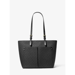 Michael Kors Jet Set Medium Logo Pocket Tote Bag Black
