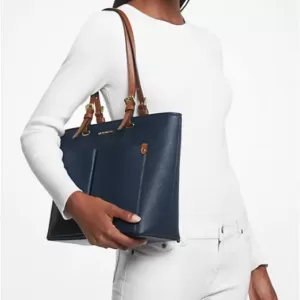 Michael Kors Jet Set Medium Pebbled Leather Pocket Tote Bag