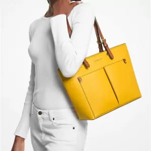 Michael Kors Jet Set Medium Pebbled Leather Pocket Tote Bag