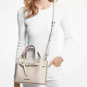Michael Kors Emilia Small Logo Satchel Light Cream Multi