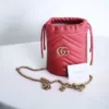 Tas Bahu Wanita GUCCI Mini GG Marmont Bucket Red Ghw