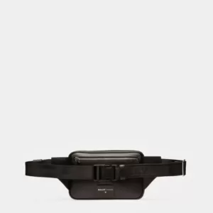 tas pinggang pria Bally Hilbert Leather Bumbag in Black
