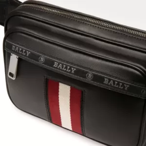 tas pinggang pria Bally Hilbert Leather Bumbag in Black
