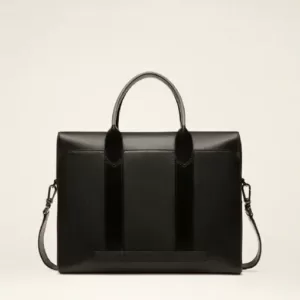 Bally Elter Leather Business Bag In Black