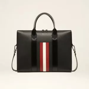 Bally Elter Leather Business Bag In Black