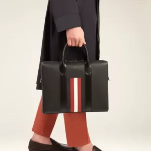 Bally Elter Leather Business Bag In Black