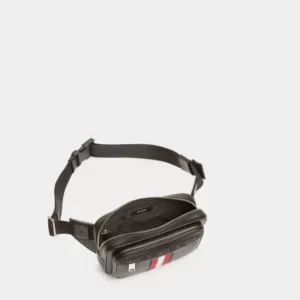 tas pinggang pria Bally Hilbert Leather Bumbag in Black