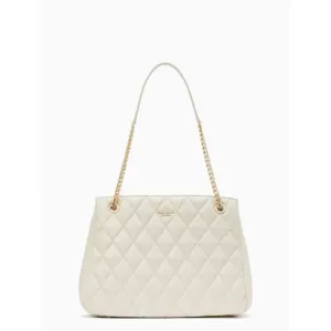 Kate Spade Carey Smooth Quilted Leather Tote Parchment