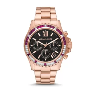jam tangan wanita Michael Kors Everest Chronograph Rose Gold-Tone Stainless Steel