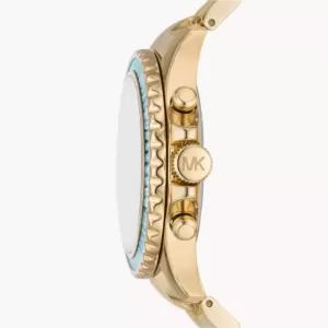 jam tangan wanita Michael Kors Everest Chronograph Gold-Tone Stainless Steel Watch