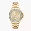 jam tangan wanita Michael Kors Everest Chronograph Gold-Tone Stainless Steel Watch