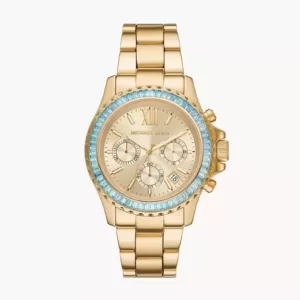 jam tangan wanita Michael Kors Everest Chronograph Gold-Tone Stainless Steel Watch