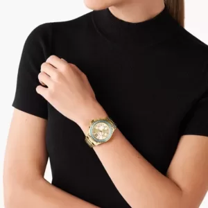 jam tangan wanita Michael Kors Everest Chronograph Gold-Tone Stainless Steel Watch