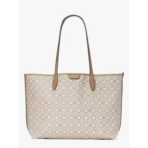 Kate Spade Flower Monogram Coated Canvas Sutton Medium Tote Natural Multi