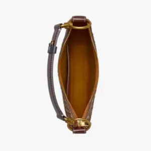 Tory Burch T Monogram Calf Hair Mini Crescent Bag Cold Brew