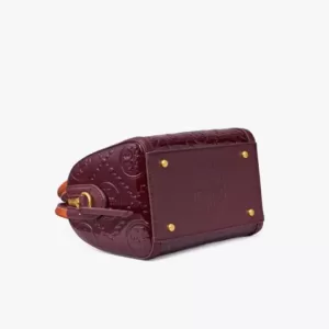 Tory Burch T Monogram Patent Embossed Mini Barrel Bag Albarossa