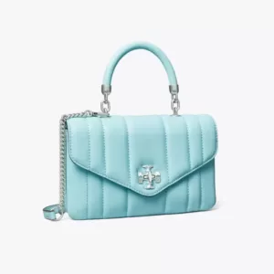 tas bahu wanita Tory Burch Mini Kira Top-Handle Bag Light Celeste