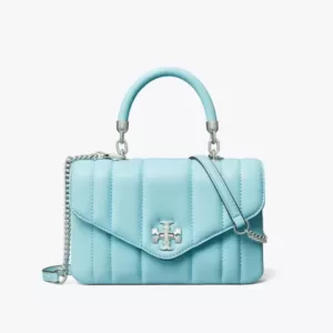 tas bahu wanita Tory Burch Mini Kira Top-Handle Bag Light Celeste