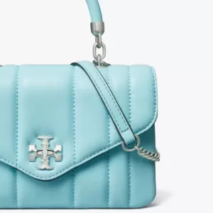 tas bahu wanita Tory Burch Mini Kira Top-Handle Bag Light Celeste