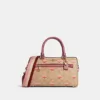 tas jinjing wanita Coach Rowan Satchel In Signature Canvas With Stripe Heart Print Light Khaki Multi