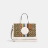 Coach Dempsey Carryall In Signature Jacquard With Rainbow Stripe And Coach Patch Chalk Multi