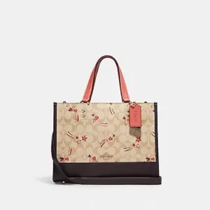 Coach Dempsey Carryall In Signature Canvas With Heart And Star Print Light Khaki Multi
