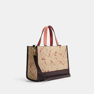 Coach Dempsey Carryall In Signature Canvas With Heart And Star Print Light Khaki Multi