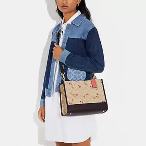 Coach Dempsey Carryall In Signature Canvas With Heart And Star Print Light Khaki Multi