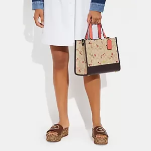 Coach Dempsey Carryall In Signature Canvas With Heart And Star Print Light Khaki Multi