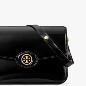 tas bahu wanita Tory Burch Robinson Spazzolato Convertible Shoulder Bag Black