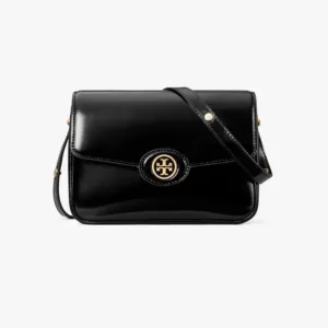 tas bahu wanita Tory Burch Robinson Spazzolato Convertible Shoulder Bag Black