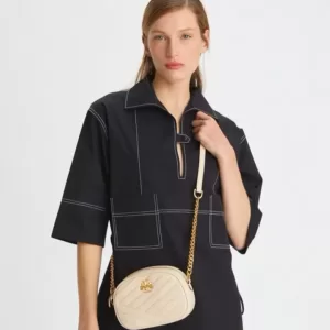 tas bahu wanita Tory Burch Small Kira Chevron Camera Bag New Cream