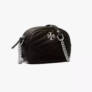 tas selempang wanita Tory Burch Small Kira Chevron Camera Bag Black Shw