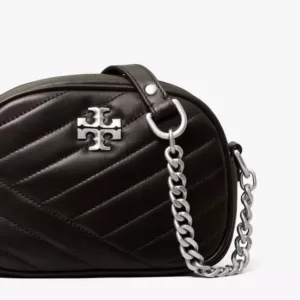 tas selempang wanita Tory Burch Small Kira Chevron Camera Bag Black Shw
